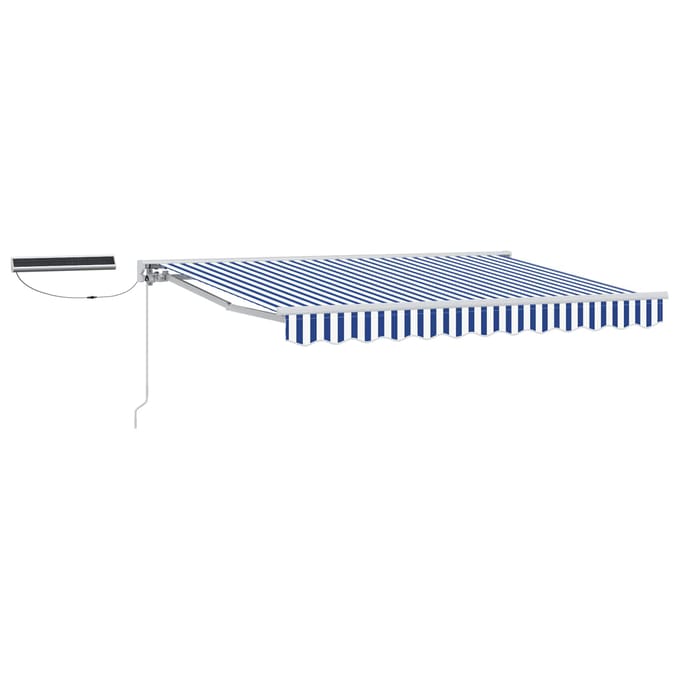 vidaXL - Elektrisch - Uitschuifbare - Zonneluifel - Blauw - en - Wit - 2,5 - x - 2 - m