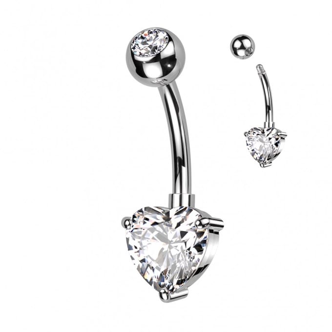 Piercing titanium hartje steen - LMPiercings
