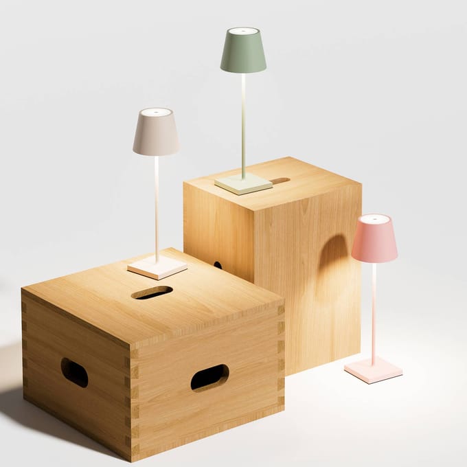 Sigor Nuindie LED oplaadbare tafellamp, USB-C, beige, IP54, dimbaar