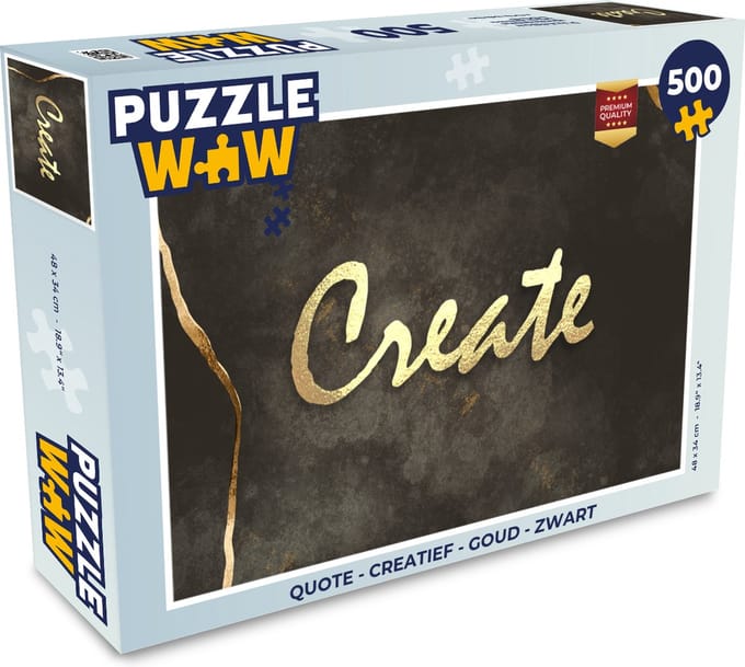 Puzzel Quote - Creatief - Goud - Zwart - Legpuzzel - Puzzel 500 stukjes