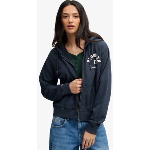 Superdry Athletic Essentials Relaxed Crop Sweatshirt Met Rits Blauw M Vrouw