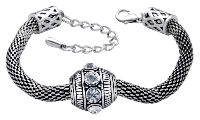Behave - Armband mesh koord met steen - stoer chic voor dagelijks gebruik