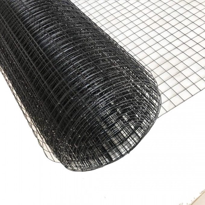 Volieregaas 12x12mm 0,80mm 100cm x 25m Zwart gecoat RVS.