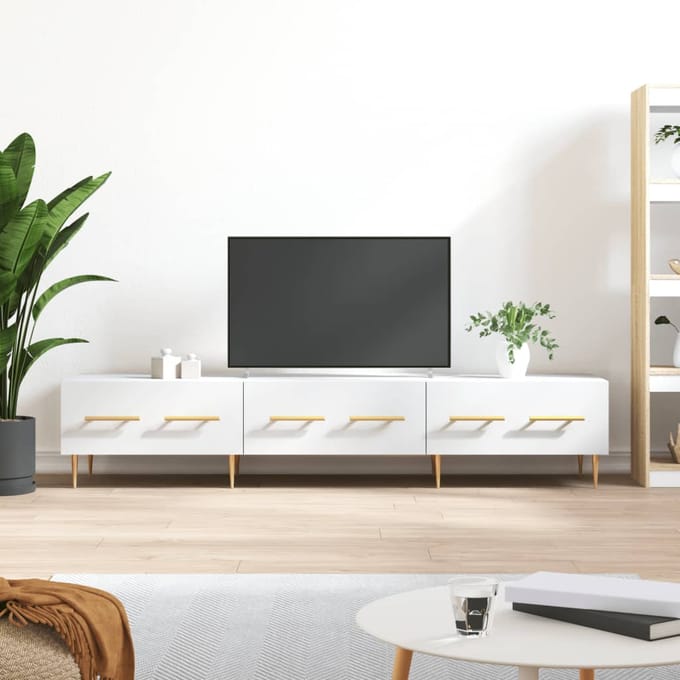 vidaXL - Tv-meubel - 150x36x30 - cm - bewerkt - hout - wit