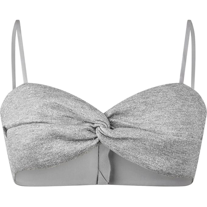 Off White Glitterende cropped tube top voor dames (Zilver)