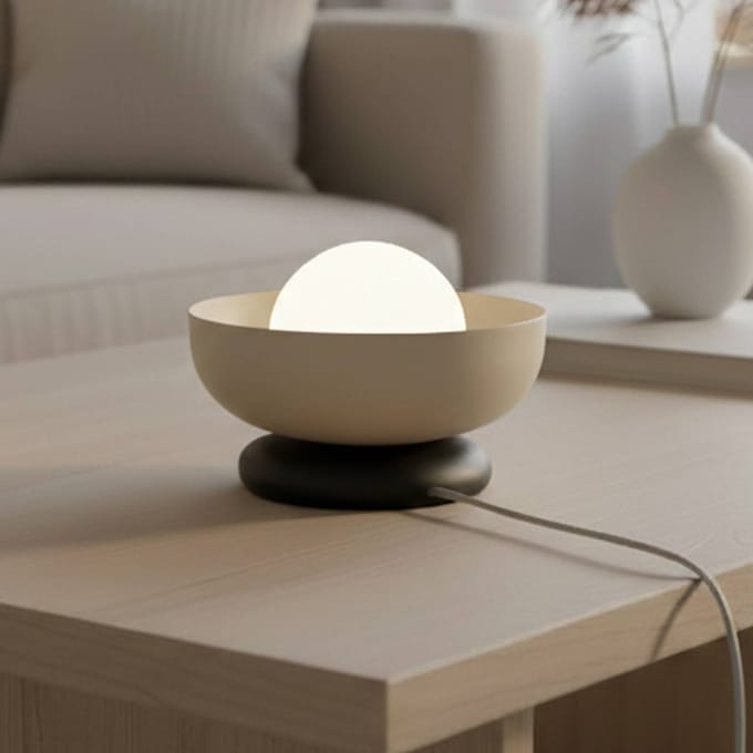 EMIBIG LIGHTING Tafellamp Ozzy LN1, beige, staal/glas, hoogte 13 cm, G9
