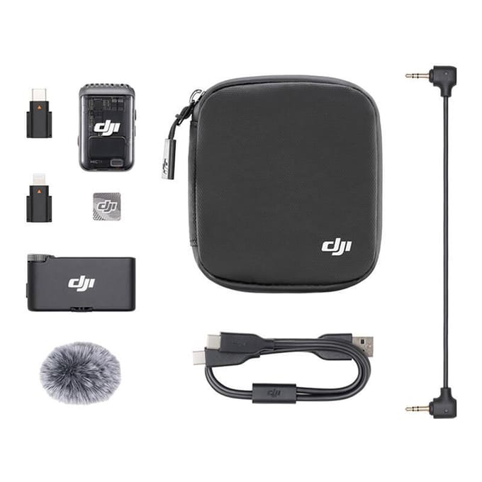DJI Mic 2 (1 zender + 1 ontvanger), draadloze microfoon met intelligente ruisonderdrukking, 32-bit float interne opname, geoptimaliseerd geluid, 250