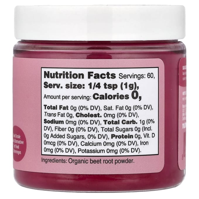 Nutricost, Nutricolor™, Roze Biologische Rode Biet, 60g (2.1oz) pink