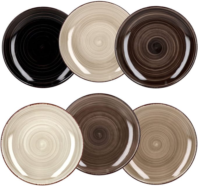 Set van 6 taart dessertborden Grijs 19,5cm