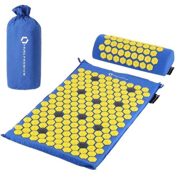 HMS Premium - Acupressuurmat Set - Inclusief Kussen - Blauw/Geel