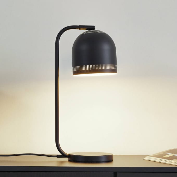 Nola tafellamp Oura, zwart, hoogte 45 cm, ijzer, E14