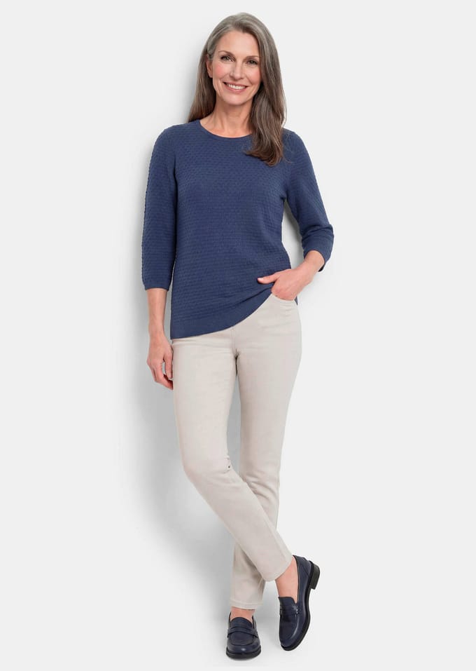 Tricot pullover met stippenmotief - marine - Gr. 19 van Goldner Fashion