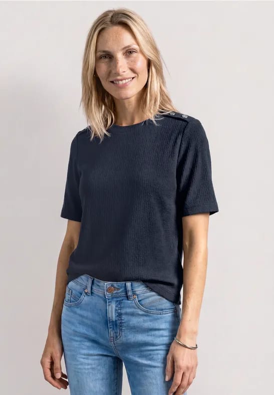 Shirt met ronde hals en knoopdetails