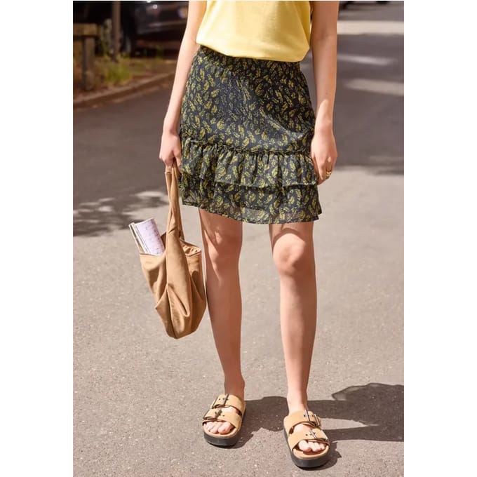 Kniehoge chiffonrok met print