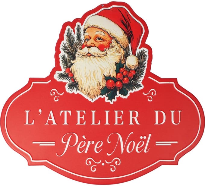 Dekoratief | Wanddeco 'Atelier Du P?re No?l', rood, metaal, 50x45cm | A255784