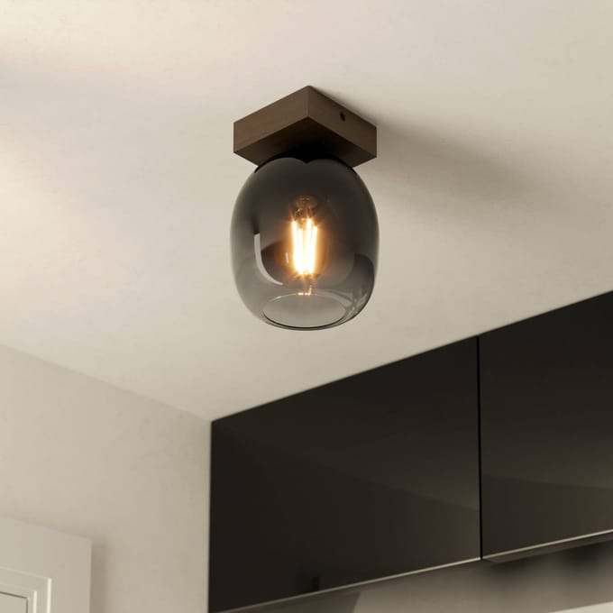 EGLO Filago Plafondlamp - E27 - 20 cm - Bruin/Zwart - Glas
