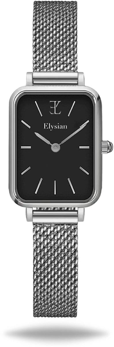 Elysian - Horloge Dames Rechthoekig - Zilver Mesh - Waterdicht - 26mm - Cadeau Voor Vrouw