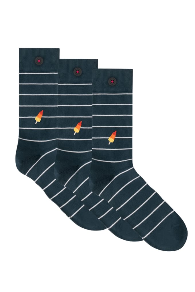 A-DAM 3-pack Casual Socks Striped Rocket Blue Maat: 36-40 | Sokken Outlet | Unisex | Blauw