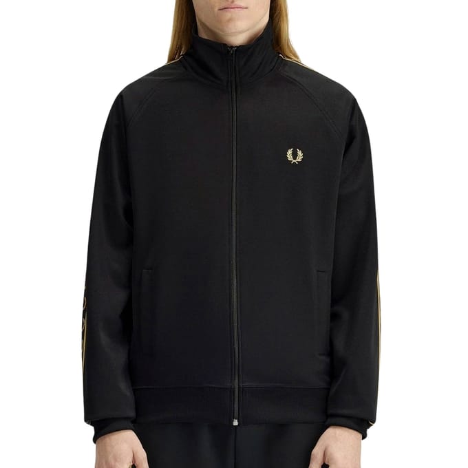 Fred Perry Contrast tape track jacket - black champagne