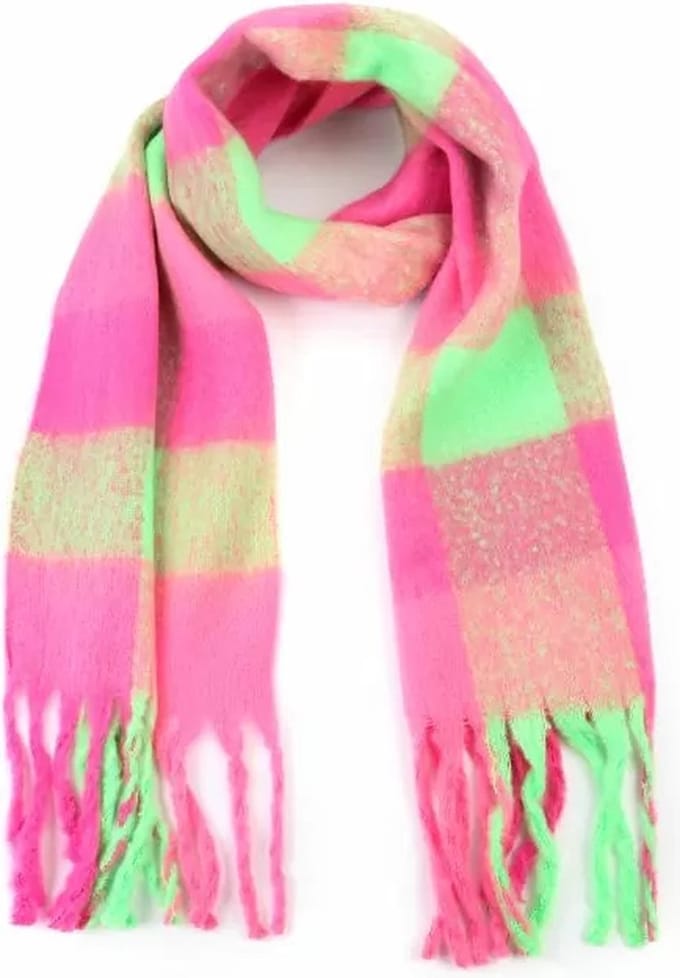 Bijoutheek Sjaal (Fashion) Blokken Fuchsia