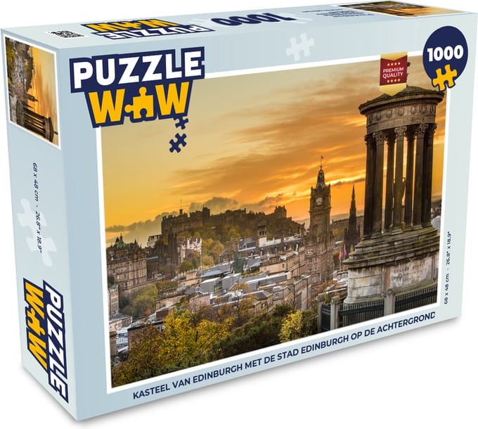 Puzzel Kasteel van Edinburgh met de stad Edinburgh op de achtergrond - Legpuzzel - Puzzel 1000 stukjes volwassenen