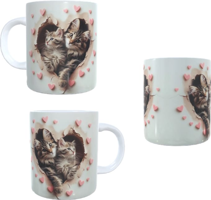 Koffie beker - thee mok - afbeelding poesjes met hartjes