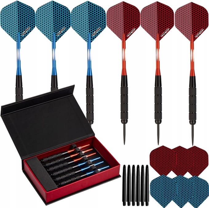 Dartpijlen, professionele dartpijlen, 6 stuks, compleet, 18 gram, multiset met etui