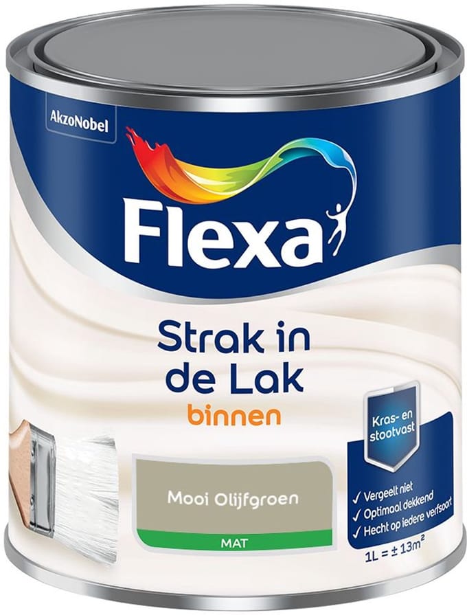 Flexa - Strak In De Lak Binnenlak Mat - Mooi Olijfgroen - Mengverf - 1 L