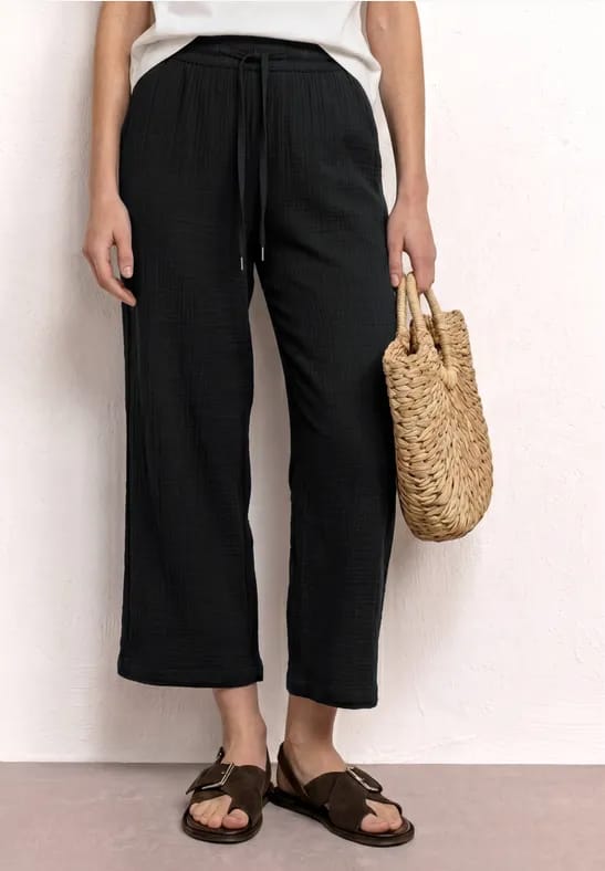 7/8 Wide Legs mousseline broek in Loose Fit