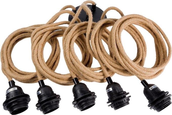 Lampfitting voor plafond - Natuur - 5 fittings zwart