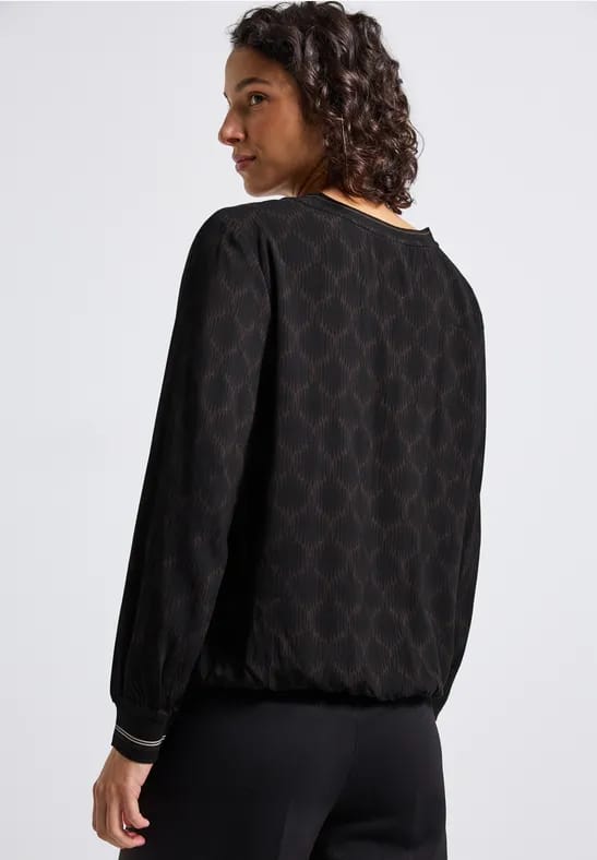 Blouse met gespleten hals en tape
