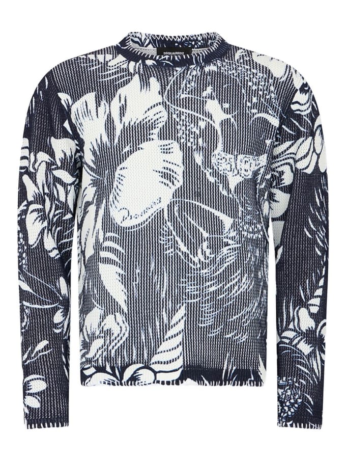 Dsquared2 blauw-witte bloemen man gaas