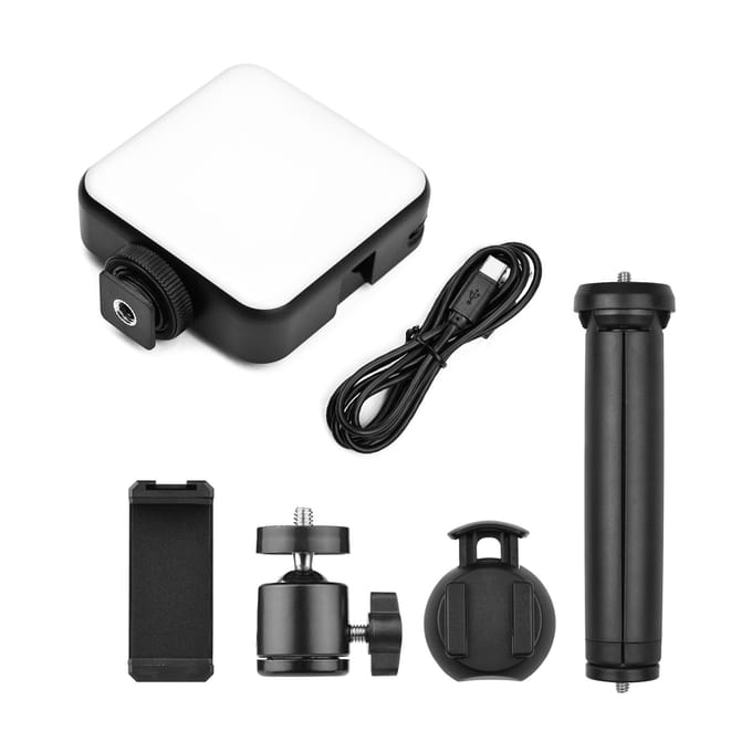 Andoer W64RGB Zak RGB LED Videolamp Kit Videoconferentie Verlichting CRI95+ 2500K-9000K Dimbare zwart