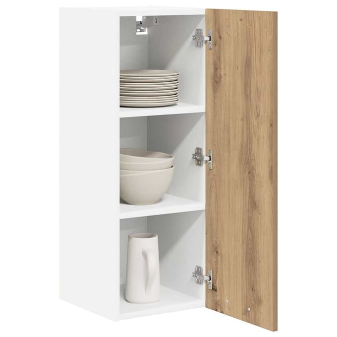 vidaXL - Hangkast - 2 - st - Ambachtelijke - Eik - en - Wit - Bewerkt - hout