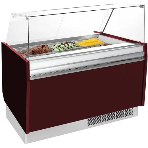 GGM Gastro Eistheke LIAM - 1310mm - Statisch - für 10+10x 5 Liter Eisbehälter - Granatrot Rood