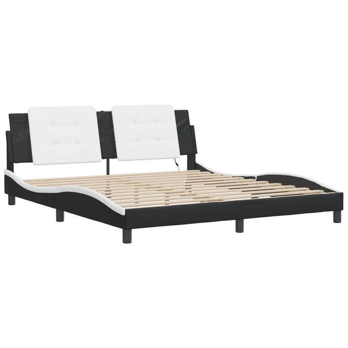 vidaXL - Bedframe - met - LED - zonder - matras - "Zadar" - zwart - en - wit - 180x200 - cm