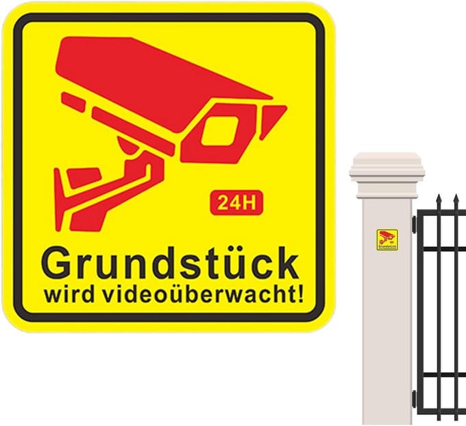 Bewakingssticker - Waarschuwingsbord camera - Beveiliging eigendom - Effectieve afschrikking - 14.4 x 13.9 cm - Meerkleurig