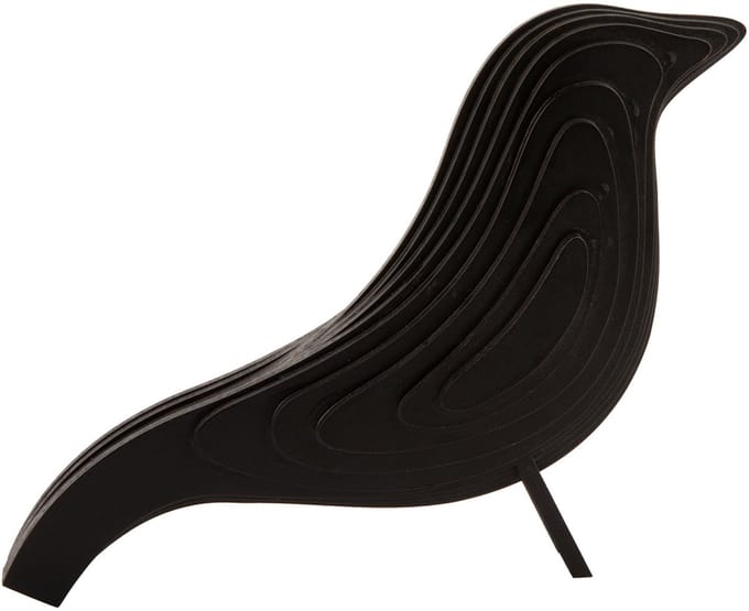 Present Time Ornament Silouette Bird - Zwart - 26x9x21,5cm - Scandinavisch,Modern