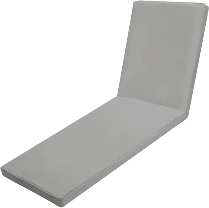 Waterdicht Chaise Longue Kussen Buiten - 180x55 cm - Dik Zitkussen Tuinstoel Vervanging Grijs