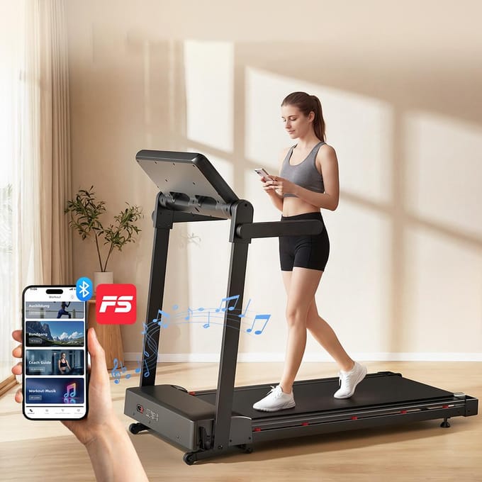 TAPIS DE COURSE ÉLECTRIQUE DOMESTIQUE PLIANT FT54 INCLINAISON RÉGLABLE 15% avec application jusqu'à 150KG