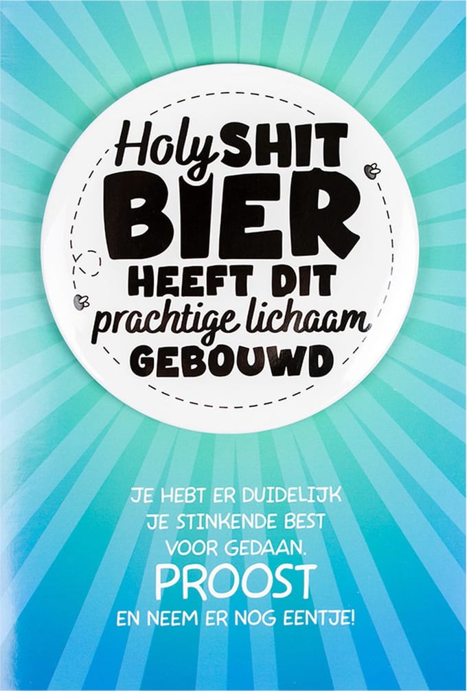 Shit wat een superleuke button | Wenskaart | Bier