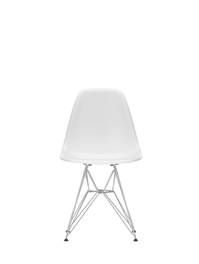 Vitra DSR Eames Plastic Side Chair - katoen wit RE - verchroomd