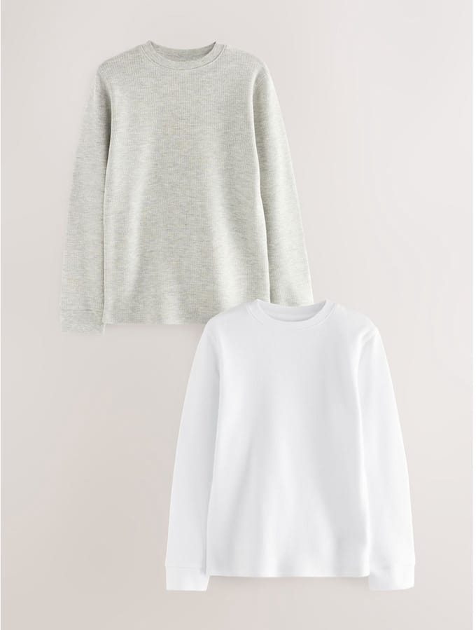 Next - Jongens - 2 -pack thermische tops met lange mouwen - Grijs