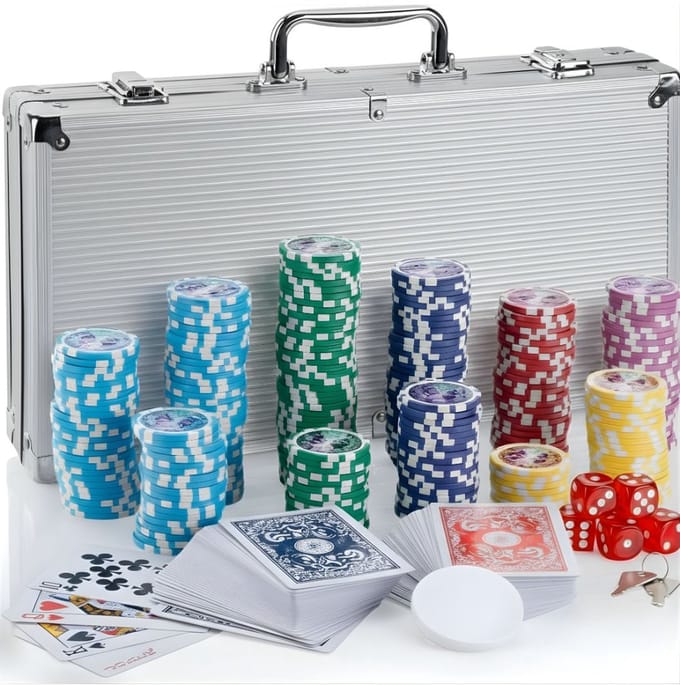 DnA® Pokerset - Poker - Pokermat - Zilver - 56cm x 22cm x 5cm