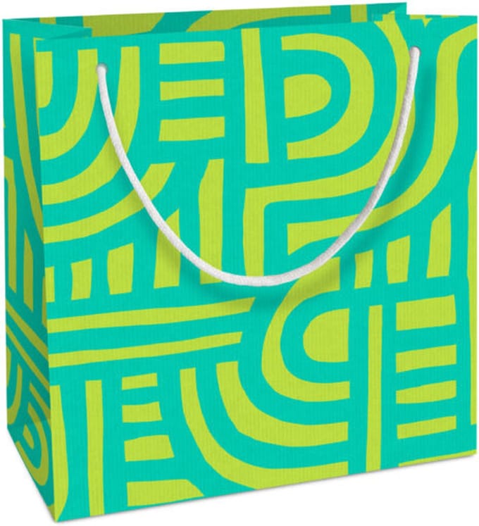 Tasje 20x21x8cm, Fantasie Kraftpapier Labyrinth Groen