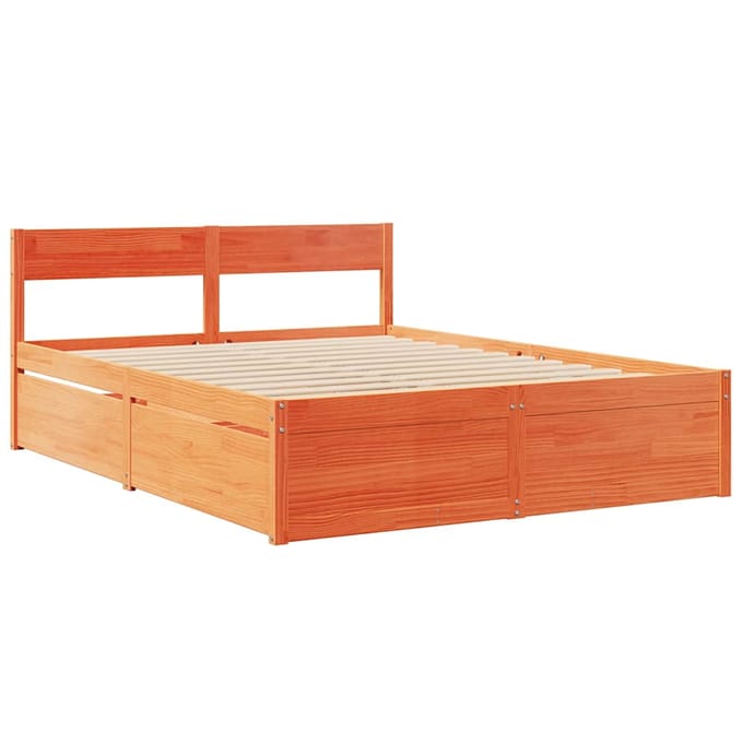 vidaXL - Bedframe - zonder - matras - massief - grenenhout - wasbruin - 140x200 - cm