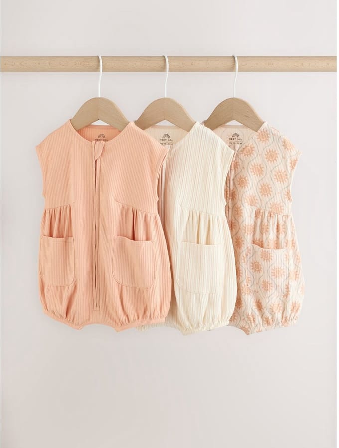Next - Meisjes - Set van 3 babyrompers met rits - Oranje