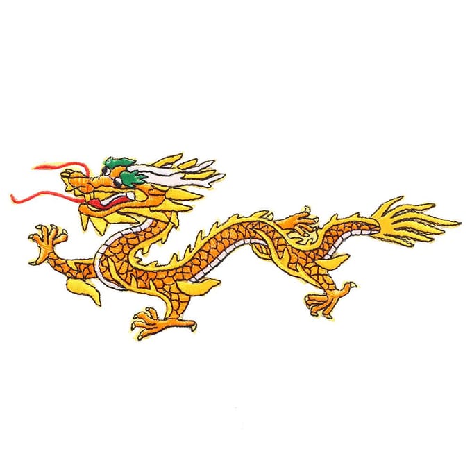 Chinese Draak Stoffen Sticker Geborduurde Patch DIY Decor Appliqué Handwerk Kledingaccessoires yellow