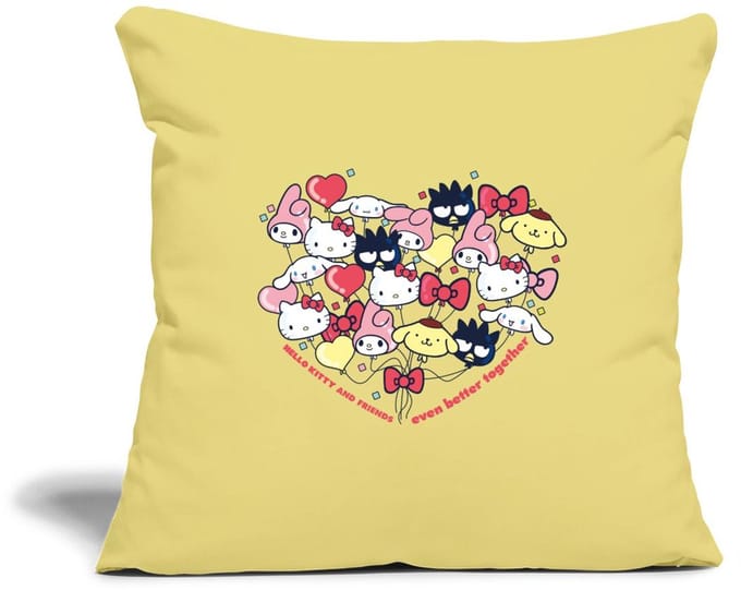Hello Kitty En Vrienden Ballonnen In Hartvorm Sierkussenhoes, 45 x 45 cm