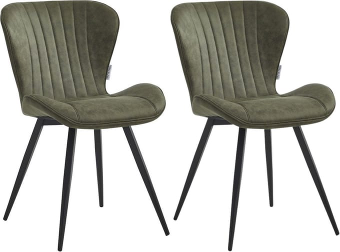 Colenis® - Star Eetkamerstoel - Set van 2 - Groen - Microvezel - Microfiber - Industrieel - Design - Eetkamerstoelen - Stoel